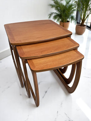 Mid Century Nathan Nest of Tables Side Table Teak Vintage Retro Trio Refinshed
