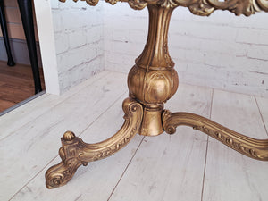 Vintage Onyx & Brass Marble Coffee Table Italian Style Rococo Gold Mid Century Table 1970