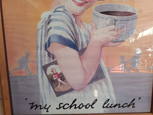 Vintage Oxo Original Poster Advertising Sign Print My School Lunch Framed 1960