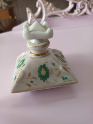 Antique Pair Perfume Bottles Porcelain Hand Painted French