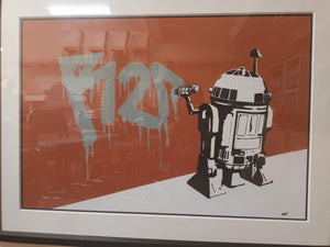 Vintage Star Wars Silkscreen Print R2D2 Vandal Series Ryan Callanan RYCA Signed Framed on Canvas
