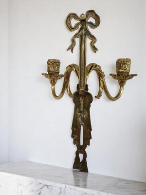 Antique Wall Sconce Light Candle Holder French Style Gold Rams Head Louis XV