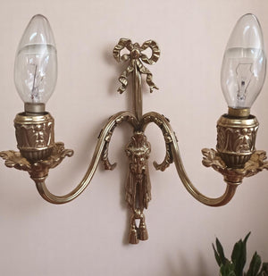 Antique Wall Sconce Light Candle Holder French Style Gold Rams Head Louis XV