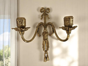 Antique Wall Sconce Light Candle Holder French Style Gold Rams Head Louis XV