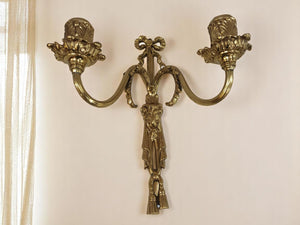 Antique Wall Sconce Light Candle Holder French Style Gold Rams Head Louis XV