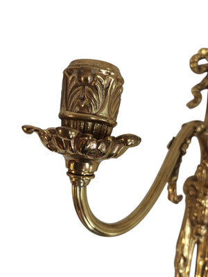 Antique Wall Sconce Light Candle Holder French Style Gold Rams Head Louis XV
