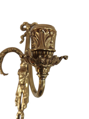 Antique Wall Sconce Light Candle Holder French Style Gold Rams Head Louis XV