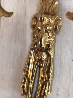 Antique Wall Sconce Light Candle Holder French Style Gold Rams Head Louis XV