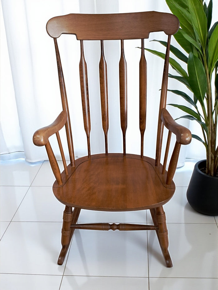 Vintage Rocking Chair Solid Beech Nursery Rocker Nursing Chair Country 1980
