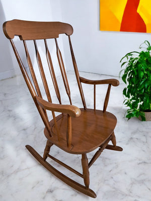 Vintage Rocking Chair Solid Beech Nursery Rocker Nursing Chair Country 1980