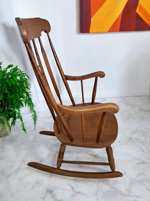 Vintage Rocking Chair Solid Beech Nursery Rocker Nursing Chair Country 1980