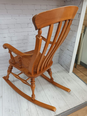 Vintage Rocking Chair Solid Elm Nursing Rocking Chair Country Style 1980's