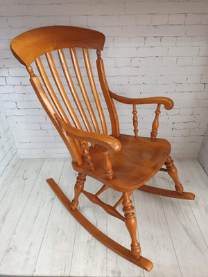 Vintage Rocking Chair Solid Elm Nursing Rocking Chair Country Style 1980's