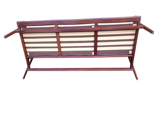 Vintage Mid Century Danish Style Settee Sofa 3 Seater Teak Wood Frame Retro VGC