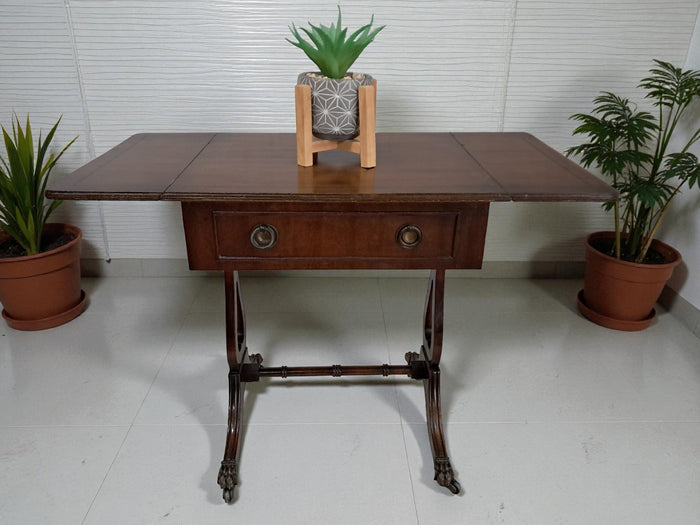Victorian Sofa Table Mahogany Side Table Console Hall Table Drop Flap Antique 1930's