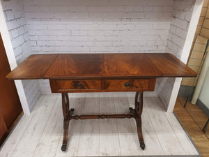 Victorian Sofa Table Mahogany Writing Desk Console Hall Table Drop Flap Antique REFURBISHED