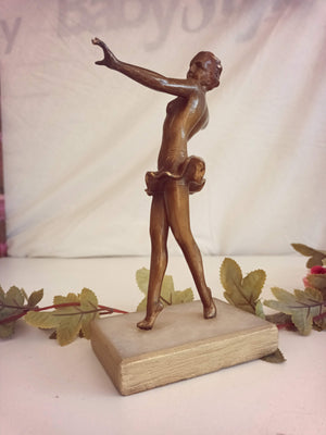 Art Deco Spelter Dancer Figurine Ballerina Bronze Figure 1930