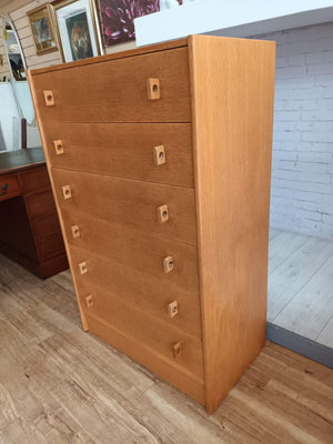 Mid Century Stag Tallboy Chest of Drawers 6 Drawers Retro Vintage Restored