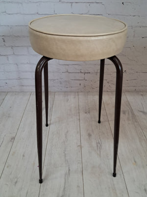Vintage Bar Stools Kitchen Stool Mid Century Retro 1980 Leatherette Cream