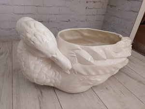 Vintage LARGE Swan Ceramic White Planter Pot Bird Decorative Retro Italian Style RETRO