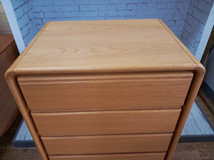 Vintage Mid Century Tallboy Chest of Drawers Solid Oak Danish Style 7 Drawers VGC