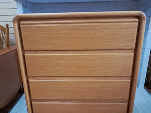 Vintage Mid Century Tallboy Chest of Drawers Solid Oak Danish Style 7 Drawers VGC