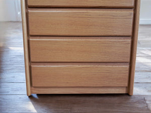 Vintage Mid Century Tallboy Chest of Drawers Solid Oak Danish Style 7 Drawers VGC
