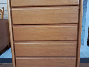 Vintage Mid Century Tallboy Chest of Drawers Solid Oak Danish Style 7 Drawers VGC