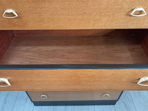 Vintage Mid Century Tallboy Chest of Drawers Retro Oak 6 Drawer Leebus Restored