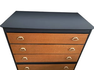 Vintage Mid Century Tallboy Chest of Drawers Retro Oak 6 Drawer Leebus Restored