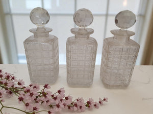 Antique Tantalus + Three Decanters Oak & Brass Victorian Trio Tantalus Decanter Barware 1880