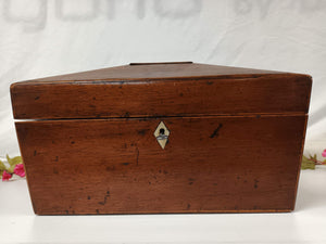 Antique Tea Caddy Oak Regency Style Sarcophagus Shaped Vintage Tea Casket