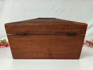 Antique Tea Caddy Oak Regency Style Sarcophagus Shaped Vintage Tea Casket