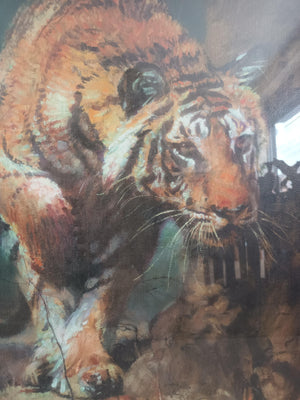 Vintage Tiger Print Tiger Out Of The Jungle Artist Proof Signed Rolf Harris Painting Ltd Edition