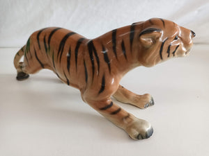 Vintage Tiger Ceramic 1950's LARGE Crouching Bengal Tiger Jungle Mid Century Retro Figurine