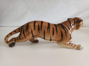 Vintage Tiger Ceramic 1950's LARGE Crouching Bengal Tiger Jungle Mid Century Retro Figurine