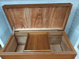 Vintage Oriental Teak Trunk Coffee Table Blanket Box Storage Chest Carved LARGE