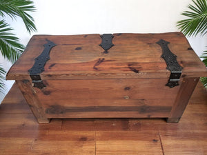 Antique LARGE Medieval Gothic Trunk Coffer Carved Chest / Coffee Table / Storage 1930
