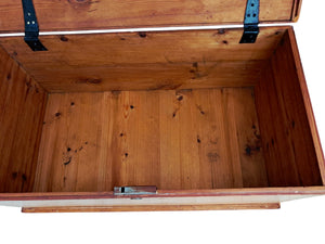 Victorian Pine Trunk Antique Chest Solid Pine LARGE Coffee Table Storage Box