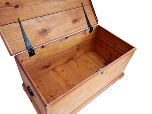 Victorian Pine Trunk Antique Chest Solid Pine LARGE Coffee Table Storage Box