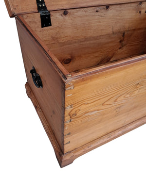 Victorian Pine Trunk Antique Chest Solid Pine LARGE Coffee Table Storage Box