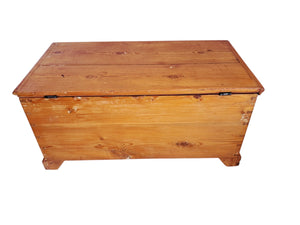 Victorian Pine Trunk Antique Chest Solid Pine LARGE Coffee Table Storage Box