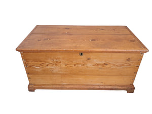 Victorian Pine Trunk Antique Chest Solid Pine LARGE Coffee Table Storage Box