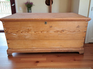 Victorian Pine Trunk Antique Chest Solid Pine LARGE Coffee Table Storage Box