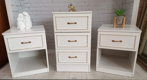 Vintage Bedroom Set | Bedside Cabinets | Chest Drawers French Style Bedside Tables 1980's