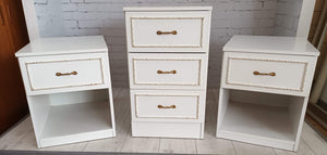 Vintage Bedroom Set | Bedside Cabinets | Chest Drawers French Style Bedside Tables 1980's