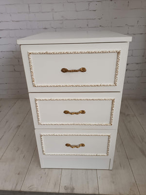 Vintage Bedroom Chest of Drawers Storage French Style White & Gold 1980's
