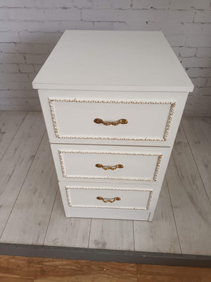 Vintage Bedroom Chest of Drawers Storage French Style White & Gold 1980's