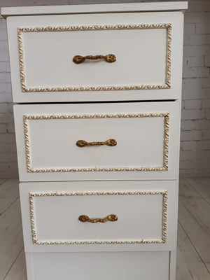 Vintage Bedroom Chest of Drawers Storage French Style White & Gold 1980's