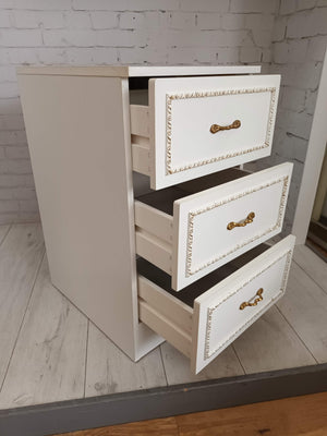 Vintage Bedroom Chest of Drawers Storage French Style White & Gold 1980's